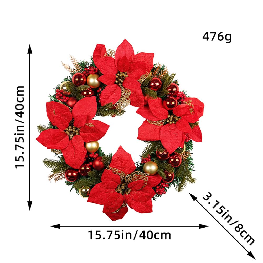 Amazon.co.jp: クリスマスリース 40cm ナチュラルリース ポインセチア